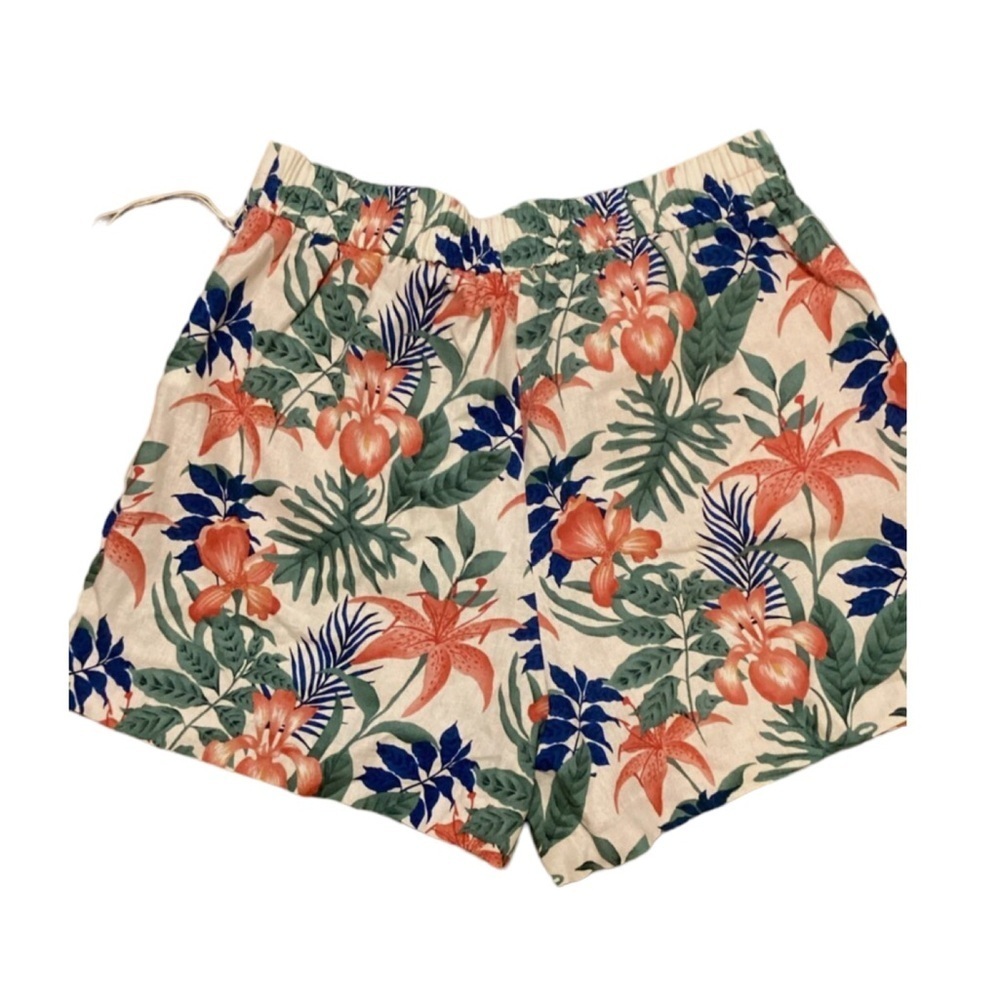 C & C California Linen Blend Floral Print Belted Pull On Shorts NWT Size 6 - Picture 2 of 9